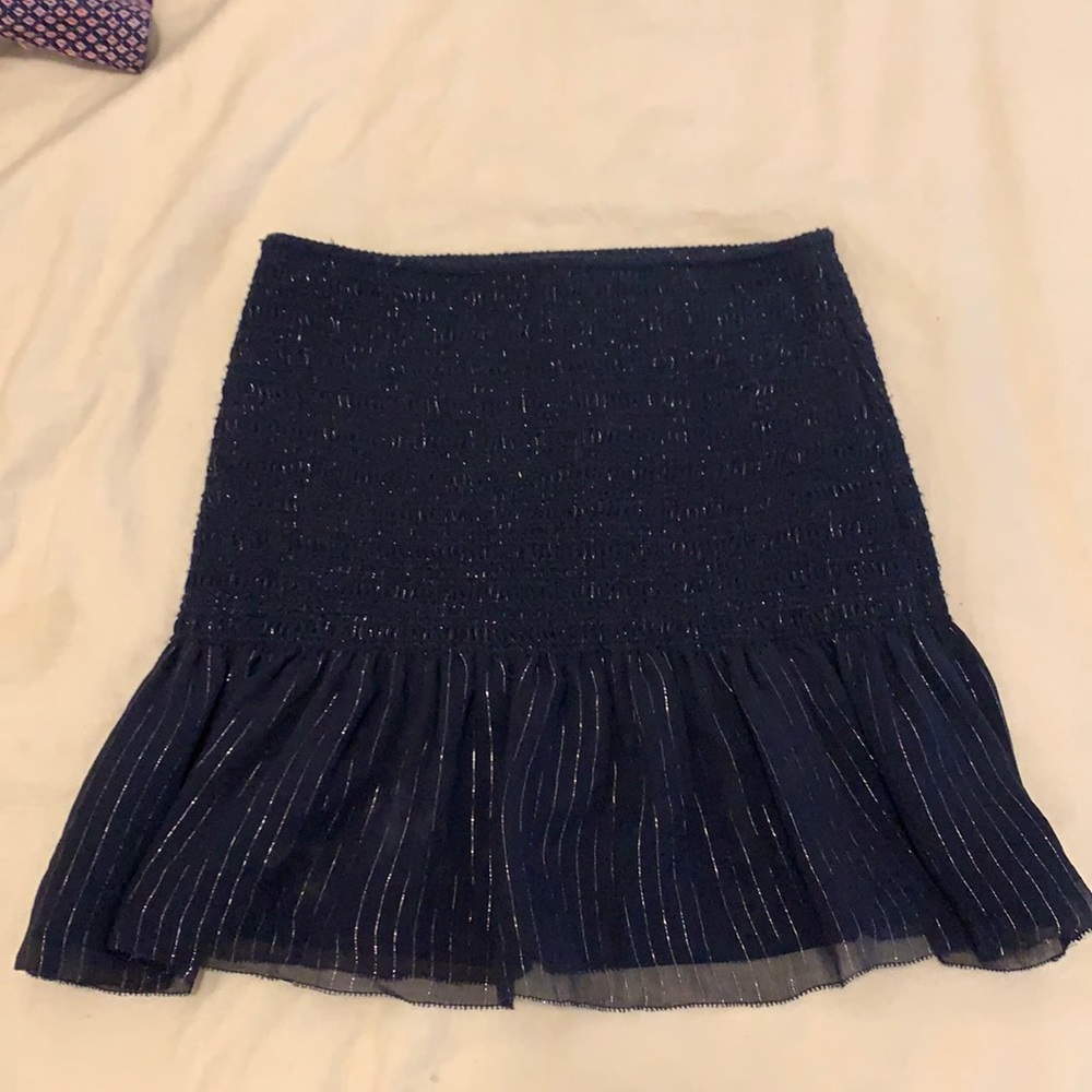 Blue with gold thread mini skirt
